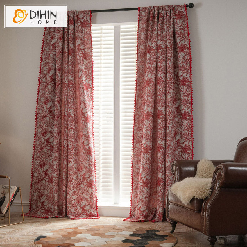 DIHIN HOME Bohemian Red Leaves Painting Printed,Blackout Grommet Window Curtain for Living Room ,52x63-inch,1 Panel Roman Shades Curtains Window Blinds custom curtains blackout curtains curtains for living room sheer curtains curtain fabric linen curtains kitchen curtains velvet curtains pinch pleat curtains bay window curtains outdoor curtains pleated curtains floral curtains dining room curtains kitchen valances drapes for bedroom patio curtains nursery curtains grommet curtains