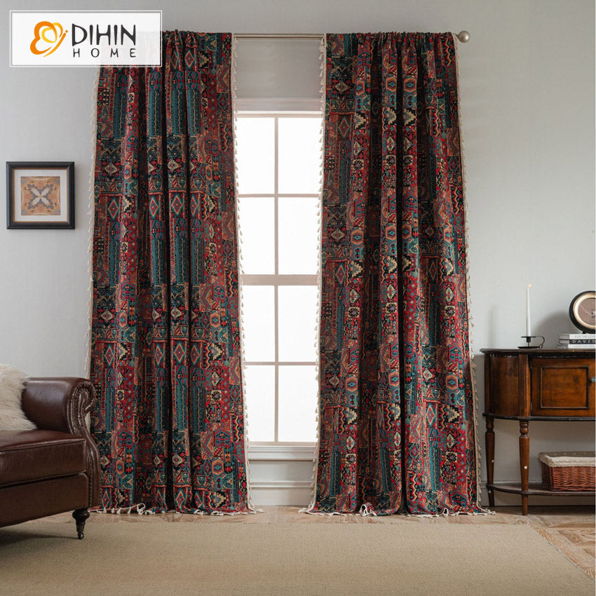 DIHIN HOME Bohemian Style Painting Printed,Blackout Grommet Window Curtain for Living Room ,52x63-inch,1 Panel Roman Shades Curtains Window Blinds custom curtains blackout curtains curtains for living room sheer curtains curtain fabric linen curtains kitchen curtains velvet curtains pinch pleat curtains bay window curtains outdoor curtains pleated curtains floral curtains dining room curtains kitchen valances drapes for bedroom patio curtains nursery curtains grommet curtains