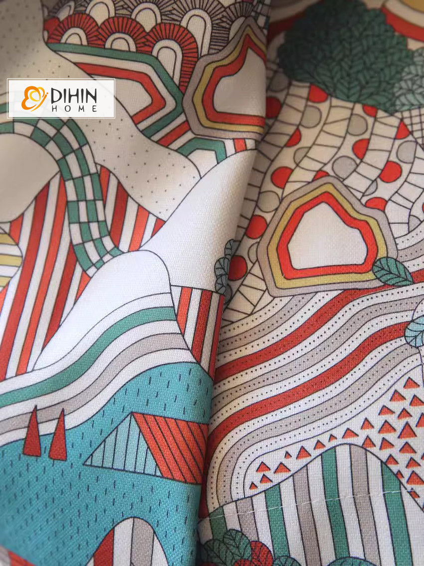 DIHIN HOME Cartoon Abstract Geometric Printed,Blackout Grommet Window Curtain for Living Room ,52x63-inch,1 Panel Roman Shades Curtains Window Blinds custom curtains blackout curtains curtains for living room sheer curtains curtain fabric linen curtains kitchen curtains velvet curtains pinch pleat curtains bay window curtains outdoor curtains pleated curtains floral curtains dining room curtains kitchen valances drapes for bedroom patio curtains nursery curtains grommet curtains
