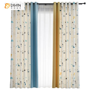 DIHIN HOME Cartoon Animals Printed,Blackout Grommet Window Curtain for Living Room,52x63-inch,1 Panel Roman Shades Curtains Window Blinds custom curtains blackout curtains curtains for living room sheer curtains curtain fabric linen curtains kitchen curtains velvet curtains pinch pleat curtains bay window curtains outdoor curtains pleated curtains floral curtains dining room curtains kitchen valances drapes for bedroom patio curtains nursery curtains grommet curtains