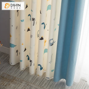 DIHIN HOME Cartoon Animals Printed,Blackout Grommet Window Curtain for Living Room,52x63-inch,1 Panel Roman Shades Curtains Window Blinds custom curtains blackout curtains curtains for living room sheer curtains curtain fabric linen curtains kitchen curtains velvet curtains pinch pleat curtains bay window curtains outdoor curtains pleated curtains floral curtains dining room curtains kitchen valances drapes for bedroom patio curtains nursery curtains grommet curtains