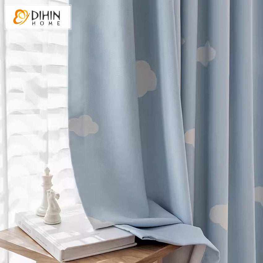 DIHIN HOME Cartoon Blue Clouds Printed,Blackout Grommet Window Curtain for Living Room ,52x63-inch,1 Panel Roman Shades Curtains Window Blinds custom curtains blackout curtains curtains for living room sheer curtains curtain fabric linen curtains kitchen curtains velvet curtains pinch pleat curtains bay window curtains outdoor curtains pleated curtains floral curtains dining room curtains kitchen valances drapes for bedroom patio curtains nursery curtains grommet curtains