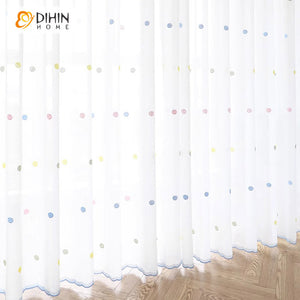 DIHIN HOME Cartoon Colored Dots,Blackout Grommet Window Sheer Curtain for Living Room,52x63-inch,1 Panel Roman Shades Curtains Window Blinds custom curtains blackout curtains curtains for living room sheer curtains curtain fabric linen curtains kitchen curtains velvet curtains pinch pleat curtains bay window curtains outdoor curtains pleated curtains floral curtains dining room curtains kitchen valances drapes for bedroom patio curtains nursery curtains grommet curtains