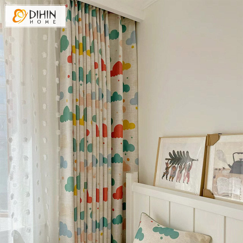 DIHIN HOME Cartoon Colorful Clouds Printed,Blackout Grommet Window Curtain for Living Room ,52x63-inch,1 Panel Roman Shades Curtains Window Blinds custom curtains blackout curtains curtains for living room sheer curtains curtain fabric linen curtains kitchen curtains velvet curtains pinch pleat curtains bay window curtains outdoor curtains pleated curtains floral curtains dining room curtains kitchen valances drapes for bedroom patio curtains nursery curtains grommet curtains