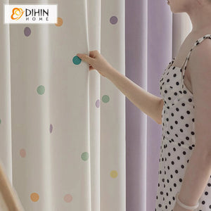 DIHIN HOME Cartoon Colorful Small Dot Printed,Blackout Grommet Window Curtain for Living Room ,52x63-inch,1 Panel Roman Shades Curtains Window Blinds custom curtains blackout curtains curtains for living room sheer curtains curtain fabric linen curtains kitchen curtains velvet curtains pinch pleat curtains bay window curtains outdoor curtains pleated curtains floral curtains dining room curtains kitchen valances drapes for bedroom patio curtains nursery curtains grommet curtains