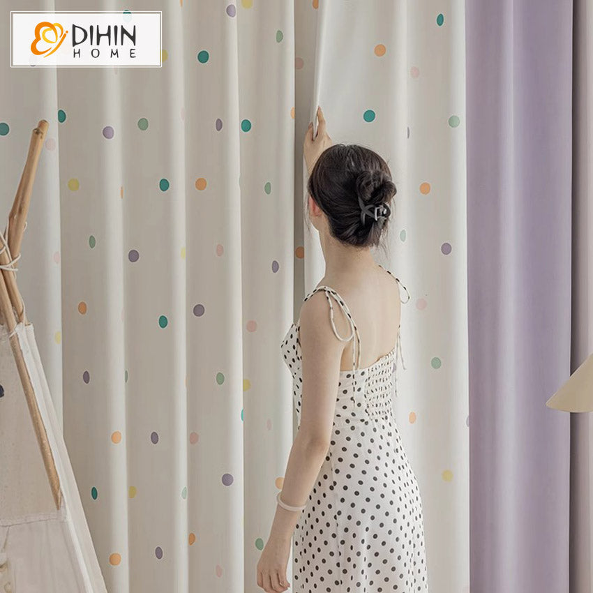 DIHIN HOME Cartoon Colorful Small Dot Printed,Blackout Grommet Window Curtain for Living Room ,52x63-inch,1 Panel Roman Shades Curtains Window Blinds custom curtains blackout curtains curtains for living room sheer curtains curtain fabric linen curtains kitchen curtains velvet curtains pinch pleat curtains bay window curtains outdoor curtains pleated curtains floral curtains dining room curtains kitchen valances drapes for bedroom patio curtains nursery curtains grommet curtains