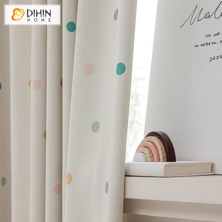 DIHIN HOME Cartoon Colorful Small Dot Printed,Blackout Grommet Window Curtain for Living Room ,52x63-inch,1 Panel Roman Shades Curtains Window Blinds custom curtains blackout curtains curtains for living room sheer curtains curtain fabric linen curtains kitchen curtains velvet curtains pinch pleat curtains bay window curtains outdoor curtains pleated curtains floral curtains dining room curtains kitchen valances drapes for bedroom patio curtains nursery curtains grommet curtains