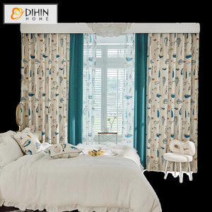 DIHIN HOME Cartoon Fish Printed,Blackout Grommet Window Curtain for Living Room,52x63-inch,1 Panel Roman Shades Curtains Window Blinds custom curtains blackout curtains curtains for living room sheer curtains curtain fabric linen curtains kitchen curtains velvet curtains pinch pleat curtains bay window curtains outdoor curtains pleated curtains floral curtains dining room curtains kitchen valances drapes for bedroom patio curtains nursery curtains grommet curtains