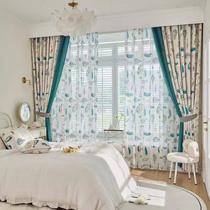 DIHIN HOME Cartoon Fish Printed,Blackout Grommet Window Curtain for Living Room,52x63-inch,1 Panel Roman Shades Curtains Window Blinds custom curtains blackout curtains curtains for living room sheer curtains curtain fabric linen curtains kitchen curtains velvet curtains pinch pleat curtains bay window curtains outdoor curtains pleated curtains floral curtains dining room curtains kitchen valances drapes for bedroom patio curtains nursery curtains grommet curtains