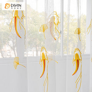DIHIN HOME Cartoon Golden Carp Embroidered,Blackout Grommet Window Curtain for Living Room,52x63-inch,1 Panel Roman Shades Curtains Window Blinds custom curtains blackout curtains curtains for living room sheer curtains curtain fabric linen curtains kitchen curtains velvet curtains pinch pleat curtains bay window curtains outdoor curtains pleated curtains floral curtains dining room curtains kitchen valances drapes for bedroom patio curtains nursery curtains grommet curtains