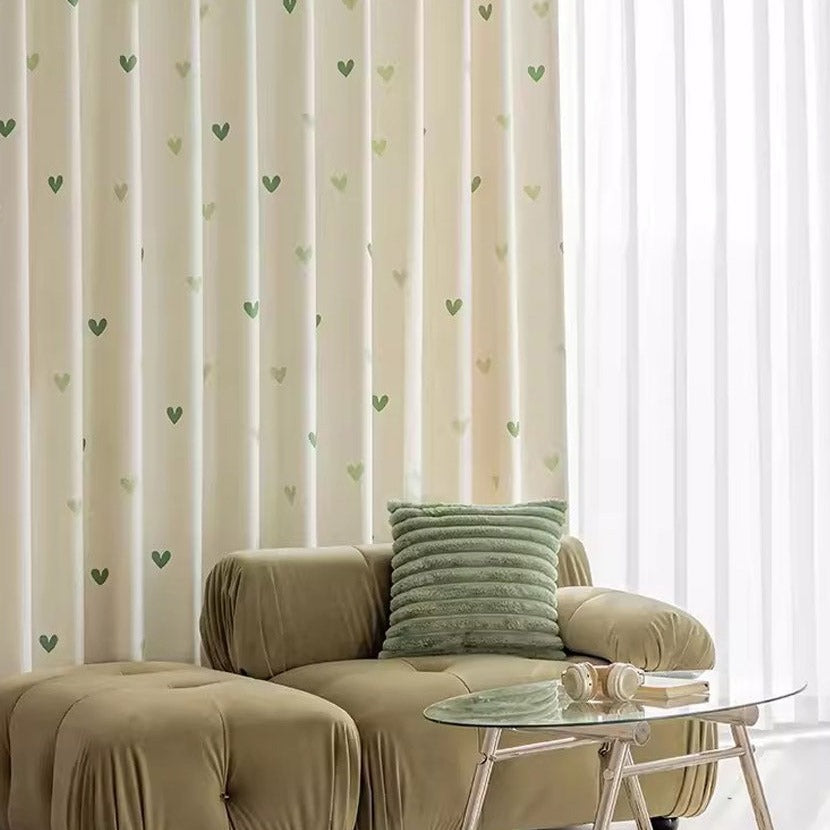 DIHIN HOME Cartoon Green Heart Printed,Blackout Grommet Window Curtain for Living Room ,52x63-inch,1 Panel Roman Shades Curtains Window Blinds custom curtains blackout curtains curtains for living room sheer curtains curtain fabric linen curtains kitchen curtains velvet curtains pinch pleat curtains bay window curtains outdoor curtains pleated curtains floral curtains dining room curtains kitchen valances drapes for bedroom patio curtains nursery curtains grommet curtains
