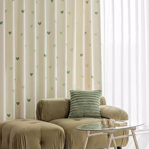 DIHIN HOME Cartoon Green Heart Printed,Blackout Grommet Window Curtain for Living Room ,52x63-inch,1 Panel Roman Shades Curtains Window Blinds custom curtains blackout curtains curtains for living room sheer curtains curtain fabric linen curtains kitchen curtains velvet curtains pinch pleat curtains bay window curtains outdoor curtains pleated curtains floral curtains dining room curtains kitchen valances drapes for bedroom patio curtains nursery curtains grommet curtains