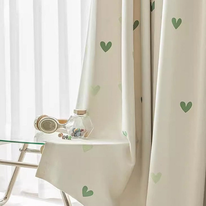 DIHIN HOME Cartoon Green Heart Printed,Blackout Grommet Window Curtain for Living Room ,52x63-inch,1 Panel Roman Shades Curtains Window Blinds custom curtains blackout curtains curtains for living room sheer curtains curtain fabric linen curtains kitchen curtains velvet curtains pinch pleat curtains bay window curtains outdoor curtains pleated curtains floral curtains dining room curtains kitchen valances drapes for bedroom patio curtains nursery curtains grommet curtains