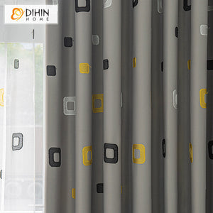 DIHIN HOME Cartoon Grey Geometric Embroidered,Blackout Grommet Window Curtain for Living Room,52x63-inch,1 Panel Roman Shades Curtains Window Blinds custom curtains blackout curtains curtains for living room sheer curtains curtain fabric linen curtains kitchen curtains velvet curtains pinch pleat curtains bay window curtains outdoor curtains pleated curtains floral curtains dining room curtains kitchen valances drapes for bedroom patio curtains nursery curtains grommet curtains
