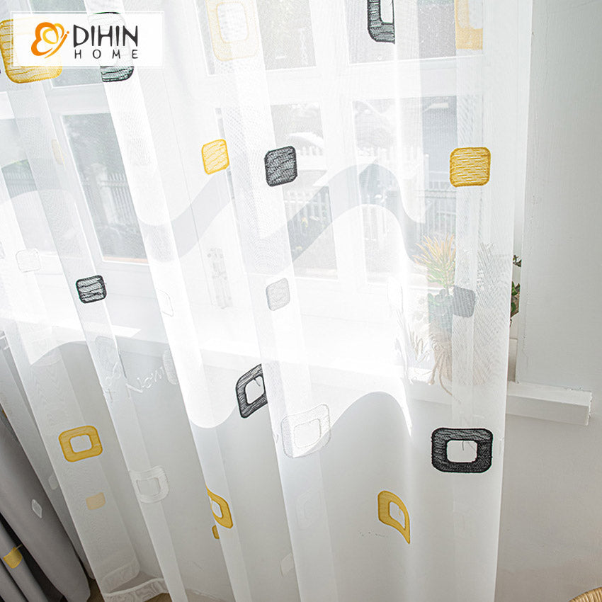 DIHIN HOME Cartoon Grey Geometric Embroidered,Blackout Grommet Window Curtain for Living Room,52x63-inch,1 Panel Roman Shades Curtains Window Blinds custom curtains blackout curtains curtains for living room sheer curtains curtain fabric linen curtains kitchen curtains velvet curtains pinch pleat curtains bay window curtains outdoor curtains pleated curtains floral curtains dining room curtains kitchen valances drapes for bedroom patio curtains nursery curtains grommet curtains