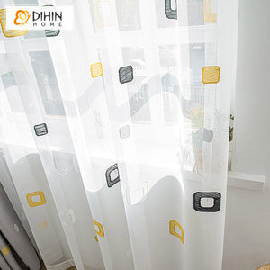 DIHIN HOME Cartoon Grey Geometric Embroidered,Blackout Grommet Window Curtain for Living Room,52x63-inch,1 Panel Roman Shades Curtains Window Blinds custom curtains blackout curtains curtains for living room sheer curtains curtain fabric linen curtains kitchen curtains velvet curtains pinch pleat curtains bay window curtains outdoor curtains pleated curtains floral curtains dining room curtains kitchen valances drapes for bedroom patio curtains nursery curtains grommet curtains