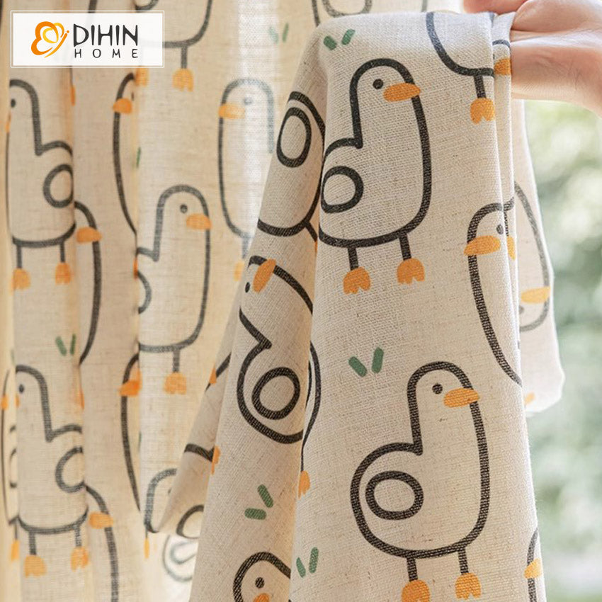 DIHIN HOME Cartoon Little Duck Printed,Blackout Grommet Window Curtain Customized Curtain Drapes for Living Room Roman Shades Curtains Window Blinds custom curtains blackout curtains curtains for living room sheer curtains curtain fabric linen curtains kitchen curtains velvet curtains pinch pleat curtains bay window curtains outdoor curtains pleated curtains floral curtains dining room curtains kitchen valances drapes for bedroom patio curtains nursery curtains grommet curtains