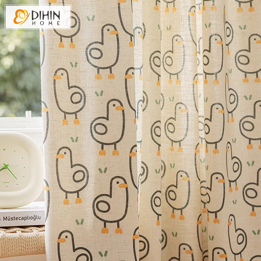 DIHIN HOME Cartoon Little Duck Printed,Blackout Grommet Window Curtain Customized Curtain Drapes for Living Room Roman Shades Curtains Window Blinds custom curtains blackout curtains curtains for living room sheer curtains curtain fabric linen curtains kitchen curtains velvet curtains pinch pleat curtains bay window curtains outdoor curtains pleated curtains floral curtains dining room curtains kitchen valances drapes for bedroom patio curtains nursery curtains grommet curtains
