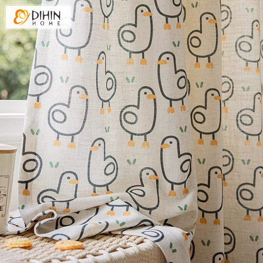 DIHIN HOME Cartoon Little Duck Printed,Blackout Grommet Window Curtain Customized Curtain Drapes for Living Room Roman Shades Curtains Window Blinds custom curtains blackout curtains curtains for living room sheer curtains curtain fabric linen curtains kitchen curtains velvet curtains pinch pleat curtains bay window curtains outdoor curtains pleated curtains floral curtains dining room curtains kitchen valances drapes for bedroom patio curtains nursery curtains grommet curtains