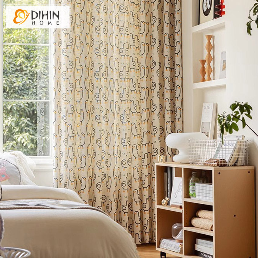 DIHIN HOME Cartoon Little Duck Printed,Blackout Grommet Window Curtain Customized Curtain Drapes for Living Room Roman Shades Curtains Window Blinds custom curtains blackout curtains curtains for living room sheer curtains curtain fabric linen curtains kitchen curtains velvet curtains pinch pleat curtains bay window curtains outdoor curtains pleated curtains floral curtains dining room curtains kitchen valances drapes for bedroom patio curtains nursery curtains grommet curtains