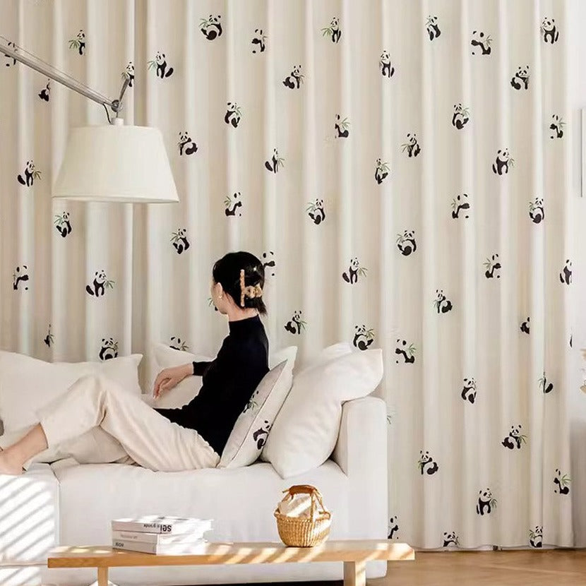DIHIN HOME Cartoon Little Panda Embroidered,Blackout Grommet Window Curtain for Living Room ,52x63-inch,1 Panel Roman Shades Curtains Window Blinds custom curtains blackout curtains curtains for living room sheer curtains curtain fabric linen curtains kitchen curtains velvet curtains pinch pleat curtains bay window curtains outdoor curtains pleated curtains floral curtains dining room curtains kitchen valances drapes for bedroom patio curtains nursery curtains grommet curtains