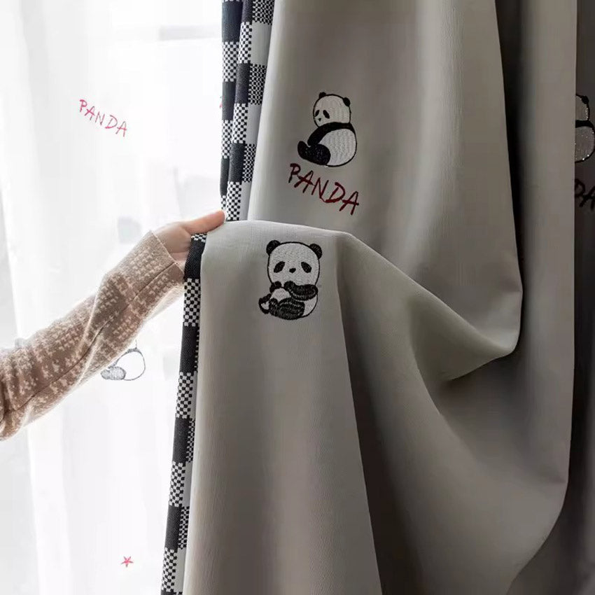 DIHIN HOME Cartoon Panda Embroidered,Blackout Grommet Window Curtain for Living Room,52x63-inch,1 Panel Roman Shades Curtains Window Blinds custom curtains blackout curtains curtains for living room sheer curtains curtain fabric linen curtains kitchen curtains velvet curtains pinch pleat curtains bay window curtains outdoor curtains pleated curtains floral curtains dining room curtains kitchen valances drapes for bedroom patio curtains nursery curtains grommet curtains