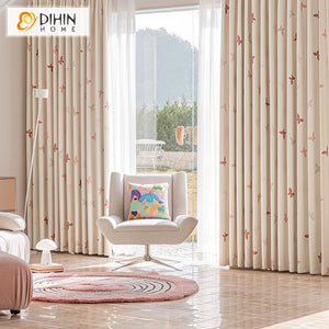 DIHIN HOME Cartoon Pink Butterfly Printed,Blackout Grommet Window Curtain for Living Room Roman Shades Curtains Window Blinds custom curtains blackout curtains curtains for living room sheer curtains curtain fabric linen curtains kitchen curtains velvet curtains pinch pleat curtains bay window curtains outdoor curtains pleated curtains floral curtains dining room curtains kitchen valances drapes for bedroom patio curtains nursery curtains grommet curtains