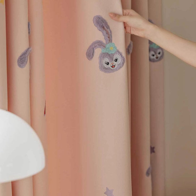 DIHIN HOME Cartoon Pink Rabbits Embroidered,Blackout Grommet Window Curtain for Living Room ,52x63-inch,1 Panel Roman Shades Curtains Window Blinds custom curtains blackout curtains curtains for living room sheer curtains curtain fabric linen curtains kitchen curtains velvet curtains pinch pleat curtains bay window curtains outdoor curtains pleated curtains floral curtains dining room curtains kitchen valances drapes for bedroom patio curtains nursery curtains grommet curtains