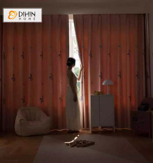 DIHIN HOME Cartoon Pink Rabbits Embroidered,Blackout Grommet Window Curtain for Living Room ,52x63-inch,1 Panel Roman Shades Curtains Window Blinds custom curtains blackout curtains curtains for living room sheer curtains curtain fabric linen curtains kitchen curtains velvet curtains pinch pleat curtains bay window curtains outdoor curtains pleated curtains floral curtains dining room curtains kitchen valances drapes for bedroom patio curtains nursery curtains grommet curtains