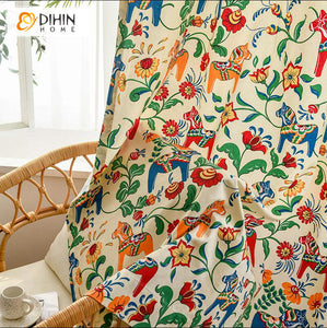 DIHIN HOME Cartoon Pony Printed,Half Blackout Grommet Window Curtain for Living Room ,52x63-inch,1 Panel Roman Shades Curtains Window Blinds custom curtains blackout curtains curtains for living room sheer curtains curtain fabric linen curtains kitchen curtains velvet curtains pinch pleat curtains bay window curtains outdoor curtains pleated curtains floral curtains dining room curtains kitchen valances drapes for bedroom patio curtains nursery curtains grommet curtains