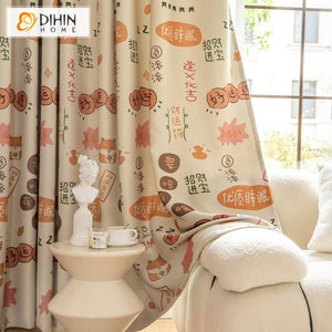 DIHIN HOME Cartoon Printed,Grommet Window Curtain for Living Room,52x63-inch,1 Panel Roman Shades Curtains Window Blinds custom curtains blackout curtains curtains for living room sheer curtains curtain fabric linen curtains kitchen curtains velvet curtains pinch pleat curtains bay window curtains outdoor curtains pleated curtains floral curtains dining room curtains kitchen valances drapes for bedroom patio curtains nursery curtains grommet curtains