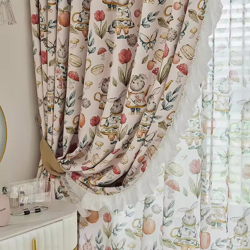 DIHIN HOME Cartoon Rabbit With White Laces,Blackout Grommet Window Curtain for Living Room,52x63-inch,1 Panel Roman Shades Curtains Window Blinds custom curtains blackout curtains curtains for living room sheer curtains curtain fabric linen curtains kitchen curtains velvet curtains pinch pleat curtains bay window curtains outdoor curtains pleated curtains floral curtains dining room curtains kitchen valances drapes for bedroom patio curtains nursery curtains grommet curtains