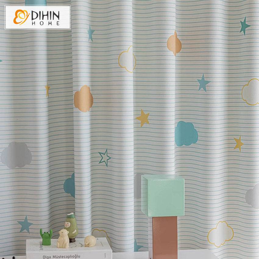 DIHIN HOME Cartoon Thickness Colorful Clouds Printed,Blackout Grommet Window Curtain for Living Room ,52x63-inch,1 Panel Roman Shades Curtains Window Blinds custom curtains blackout curtains curtains for living room sheer curtains curtain fabric linen curtains kitchen curtains velvet curtains pinch pleat curtains bay window curtains outdoor curtains pleated curtains floral curtains dining room curtains kitchen valances drapes for bedroom patio curtains nursery curtains grommet curtains