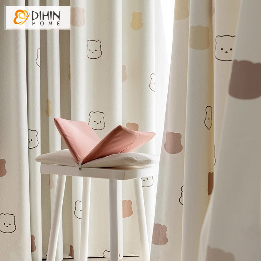 DIHIN HOME Cartoon Thickness Little Bear Printed,Blackout Grommet Window Curtain for Living Room ,52x63-inch,1 Panel Roman Shades Curtains Window Blinds custom curtains blackout curtains curtains for living room sheer curtains curtain fabric linen curtains kitchen curtains velvet curtains pinch pleat curtains bay window curtains outdoor curtains pleated curtains floral curtains dining room curtains kitchen valances drapes for bedroom patio curtains nursery curtains grommet curtains