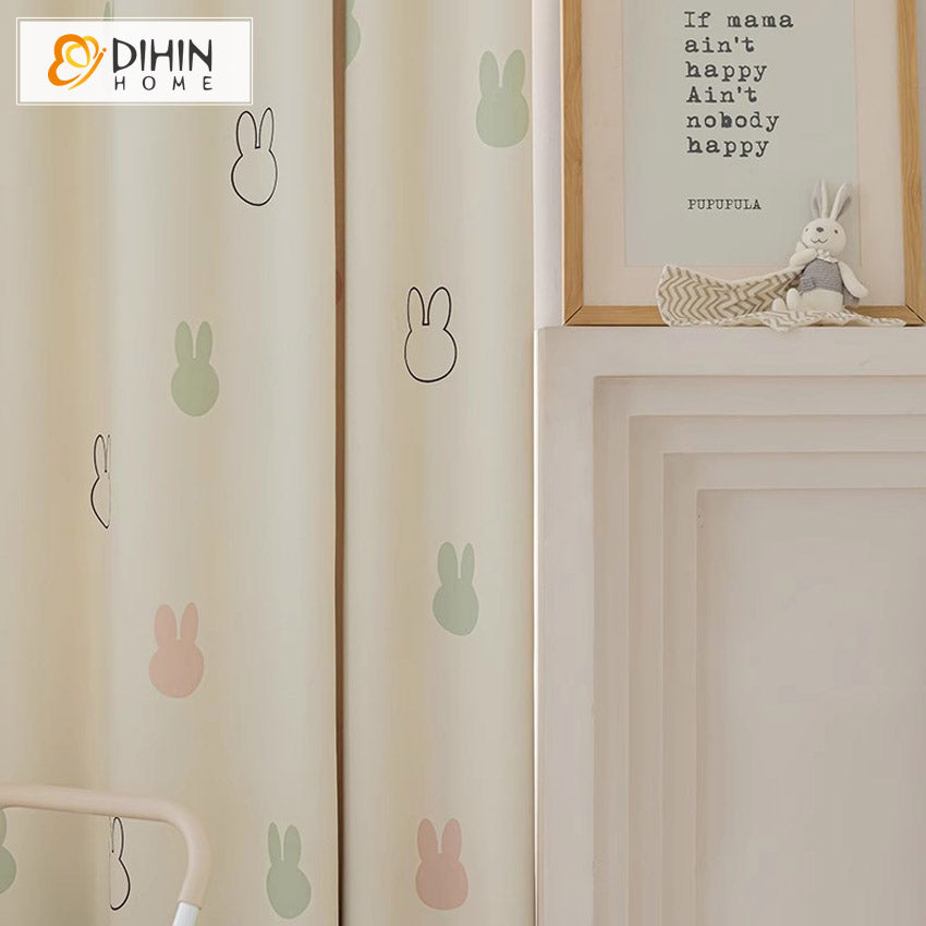DIHIN HOME Cartoon Thickness Rabbit Printed,Blackout Grommet Window Curtain for Living Room ,52x63-inch,1 Panel Roman Shades Curtains Window Blinds custom curtains blackout curtains curtains for living room sheer curtains curtain fabric linen curtains kitchen curtains velvet curtains pinch pleat curtains bay window curtains outdoor curtains pleated curtains floral curtains dining room curtains kitchen valances drapes for bedroom patio curtains nursery curtains grommet curtains
