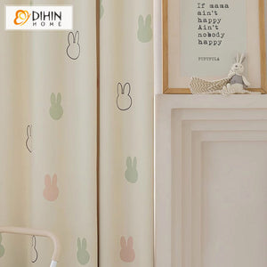 DIHIN HOME Cartoon Thickness Rabbit Printed,Blackout Grommet Window Curtain for Living Room ,52x63-inch,1 Panel Roman Shades Curtains Window Blinds custom curtains blackout curtains curtains for living room sheer curtains curtain fabric linen curtains kitchen curtains velvet curtains pinch pleat curtains bay window curtains outdoor curtains pleated curtains floral curtains dining room curtains kitchen valances drapes for bedroom patio curtains nursery curtains grommet curtains