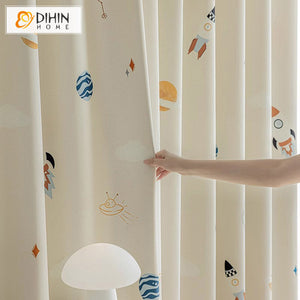 DIHIN HOME Cartoon Thickness Rockets Printed,Blackout Grommet Window Curtain for Living Room ,52x63-inch,1 Panel Roman Shades Curtains Window Blinds custom curtains blackout curtains curtains for living room sheer curtains curtain fabric linen curtains kitchen curtains velvet curtains pinch pleat curtains bay window curtains outdoor curtains pleated curtains floral curtains dining room curtains kitchen valances drapes for bedroom patio curtains nursery curtains grommet curtains