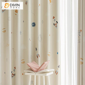 DIHIN HOME Cartoon Thickness Rockets Printed,Blackout Grommet Window Curtain for Living Room ,52x63-inch,1 Panel Roman Shades Curtains Window Blinds custom curtains blackout curtains curtains for living room sheer curtains curtain fabric linen curtains kitchen curtains velvet curtains pinch pleat curtains bay window curtains outdoor curtains pleated curtains floral curtains dining room curtains kitchen valances drapes for bedroom patio curtains nursery curtains grommet curtains