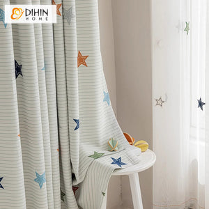 DIHIN HOME Cartoon Thickness Stars Printed,Blackout Grommet Window Curtain for Living Room ,52x63-inch,1 Panel Roman Shades Curtains Window Blinds custom curtains blackout curtains curtains for living room sheer curtains curtain fabric linen curtains kitchen curtains velvet curtains pinch pleat curtains bay window curtains outdoor curtains pleated curtains floral curtains dining room curtains kitchen valances drapes for bedroom patio curtains nursery curtains grommet curtains