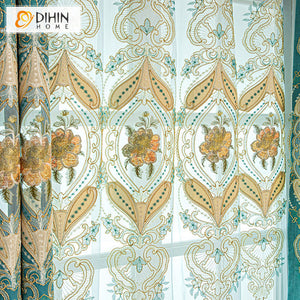 DIHIN HOME Custom Embrodeired Valance,Blackout Curtains Grommet Window Curtain for Living Room ,52x84-inch,1 Panel Roman Shades Curtains Window Blinds custom curtains blackout curtains curtains for living room sheer curtains curtain fabric linen curtains kitchen curtains velvet curtains pinch pleat curtains bay window curtains outdoor curtains pleated curtains floral curtains dining room curtains kitchen valances drapes for bedroom patio curtains nursery curtains grommet curtains