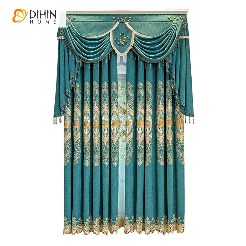 DIHIN HOME Custom Embrodeired Valance,Blackout Curtains Grommet Window Curtain for Living Room ,52x84-inch,1 Panel Roman Shades Curtains Window Blinds custom curtains blackout curtains curtains for living room sheer curtains curtain fabric linen curtains kitchen curtains velvet curtains pinch pleat curtains bay window curtains outdoor curtains pleated curtains floral curtains dining room curtains kitchen valances drapes for bedroom patio curtains nursery curtains grommet curtains