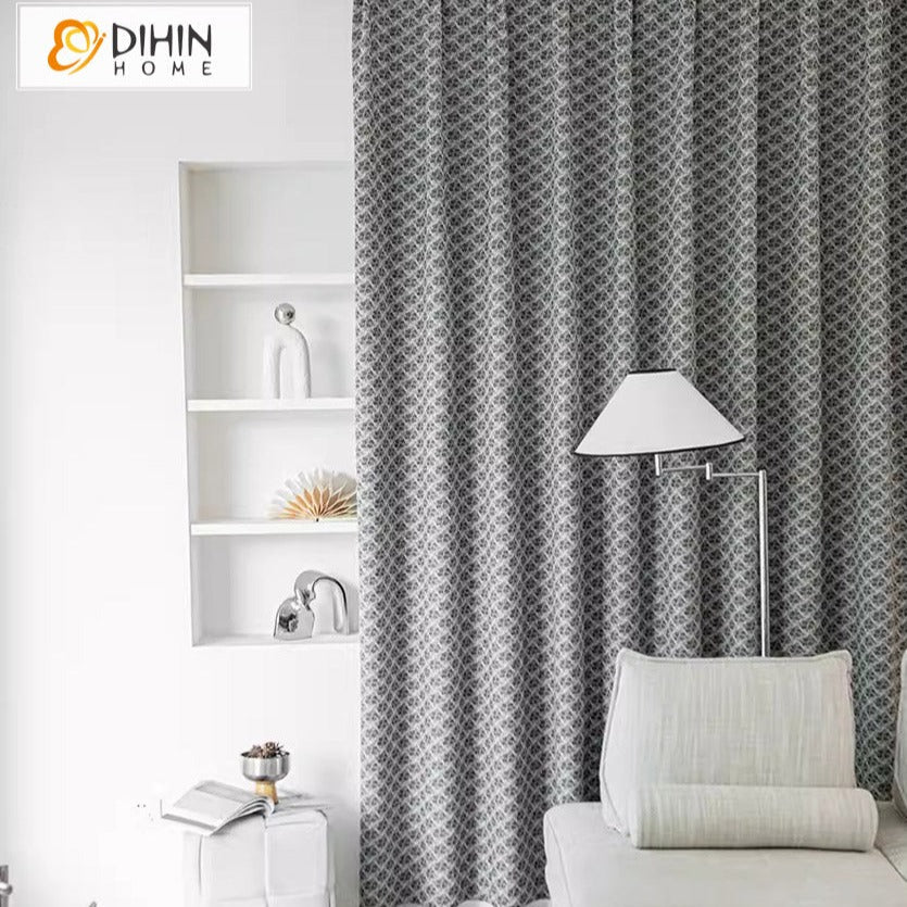 DIHIN HOME European Abstract Geometric Jacquard,Blackout Grommet Window Curtain for Living Room,52x63-inch,1 Panel Roman Shades Curtains Window Blinds custom curtains blackout curtains curtains for living room sheer curtains curtain fabric linen curtains kitchen curtains velvet curtains pinch pleat curtains bay window curtains outdoor curtains pleated curtains floral curtains dining room curtains kitchen valances drapes for bedroom patio curtains nursery curtains grommet curtains