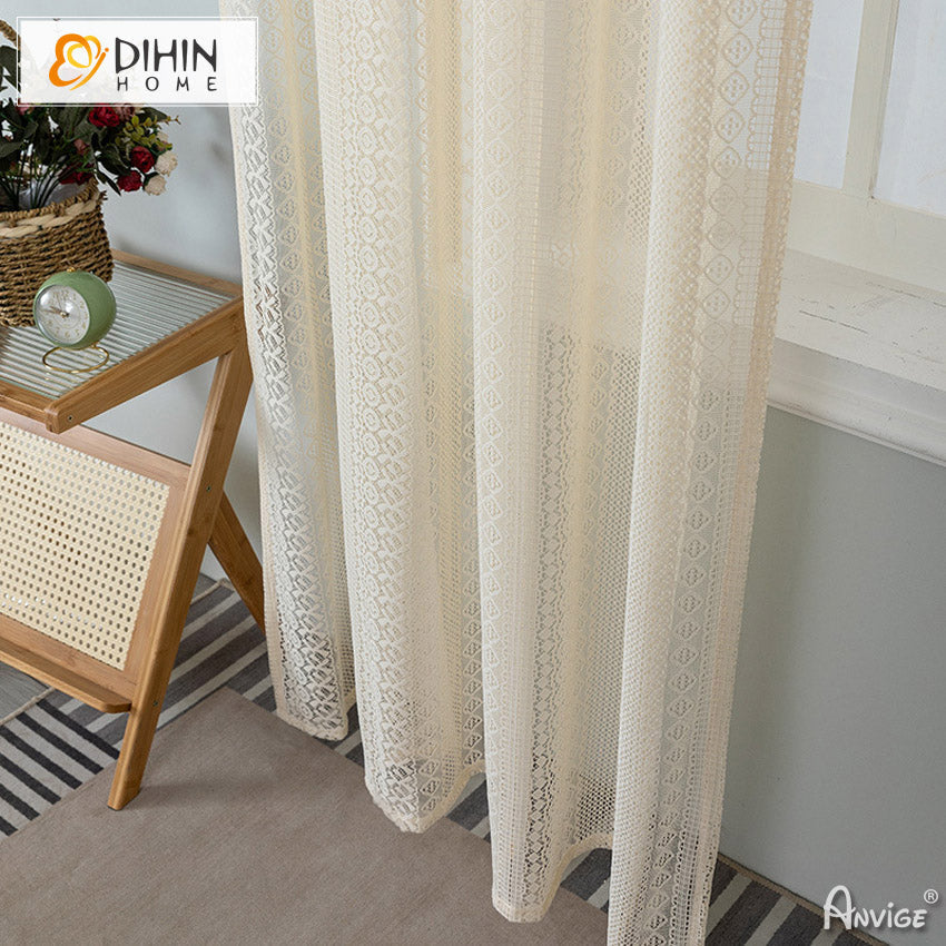 DIHIN HOME European Beige Embroidered,Grommet Window Curtain for Living Room ,52x63-inch,1 Panelriped Roman Shades Curtains Window Blinds custom curtains blackout curtains curtains for living room sheer curtains curtain fabric linen curtains kitchen curtains velvet curtains pinch pleat curtains bay window curtains outdoor curtains pleated curtains floral curtains dining room curtains kitchen valances drapes for bedroom patio curtains nursery curtains grommet curtains