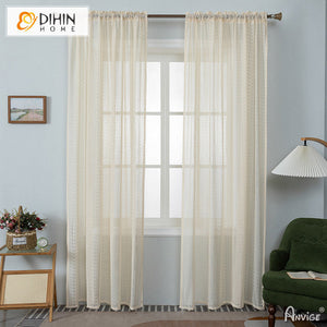 DIHIN HOME European Beige Embroidered,Grommet Window Curtain for Living Room ,52x63-inch,1 Panelriped Roman Shades Curtains Window Blinds custom curtains blackout curtains curtains for living room sheer curtains curtain fabric linen curtains kitchen curtains velvet curtains pinch pleat curtains bay window curtains outdoor curtains pleated curtains floral curtains dining room curtains kitchen valances drapes for bedroom patio curtains nursery curtains grommet curtains