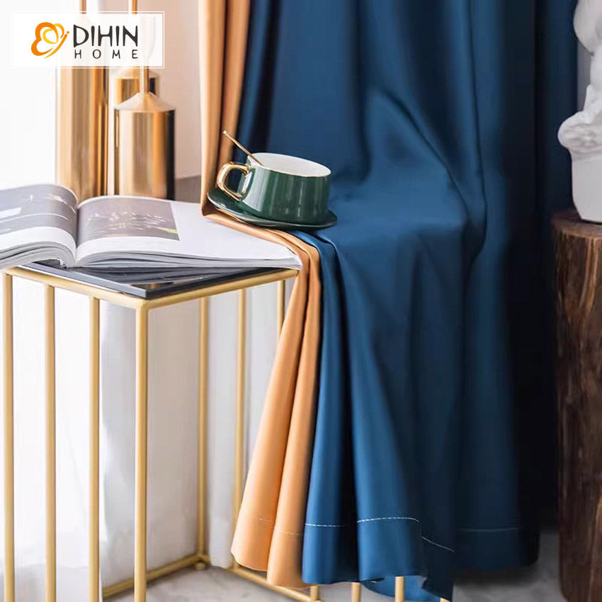 DIHIN HOME European Blue and Orange Color,Grommet Window Curtain for Living Room,Customzied Curtains Roman Shades Curtains Window Blinds custom curtains blackout curtains curtains for living room sheer curtains curtain fabric linen curtains kitchen curtains velvet curtains pinch pleat curtains bay window curtains outdoor curtains pleated curtains floral curtains dining room curtains kitchen valances drapes for bedroom patio curtains nursery curtains grommet curtains