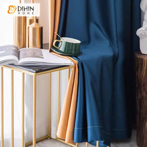 DIHIN HOME European Blue and Orange Color,Grommet Window Curtain for Living Room,Customzied Curtains Roman Shades Curtains Window Blinds custom curtains blackout curtains curtains for living room sheer curtains curtain fabric linen curtains kitchen curtains velvet curtains pinch pleat curtains bay window curtains outdoor curtains pleated curtains floral curtains dining room curtains kitchen valances drapes for bedroom patio curtains nursery curtains grommet curtains