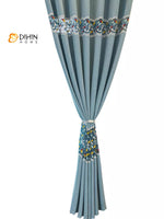 DIHIN HOME European Blue Color Embroidered,Blackout Grommet Window Curtain for Living Room,52x63-inch,1 Panel Roman Shades Curtains Window Blinds custom curtains blackout curtains curtains for living room sheer curtains curtain fabric linen curtains kitchen curtains velvet curtains pinch pleat curtains bay window curtains outdoor curtains pleated curtains floral curtains dining room curtains kitchen valances drapes for bedroom patio curtains nursery curtains grommet curtains