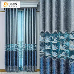 DIHIN HOME European Blue Color Embroidered,Blackout Grommet Window Curtain for Living Room ,52x63-inch,1 Panel Roman Shades Window Curtains Curtains Window Blinds Curtains Drapes linen drapery curtains and drapes windows drapes custom curtains blackout curtains curtains for living room window shades sheer curtains curtain fabric window treatments custom drapery