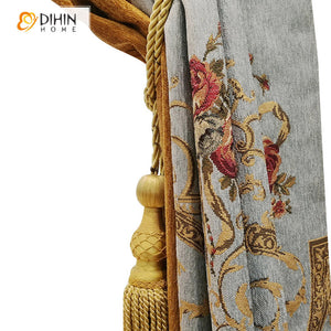 DIHIN HOME European Embrodeired Valance,Blackout Curtains Grommet Window Curtain for Living Room ,52x84-inch,1 Panel Roman Shades Window Curtains Curtains Window Blinds Curtains Drapes linen drapery curtains and drapes windows drapes custom curtains blackout curtains curtains for living room window shades sheer curtains curtain fabric window treatments custom drapery