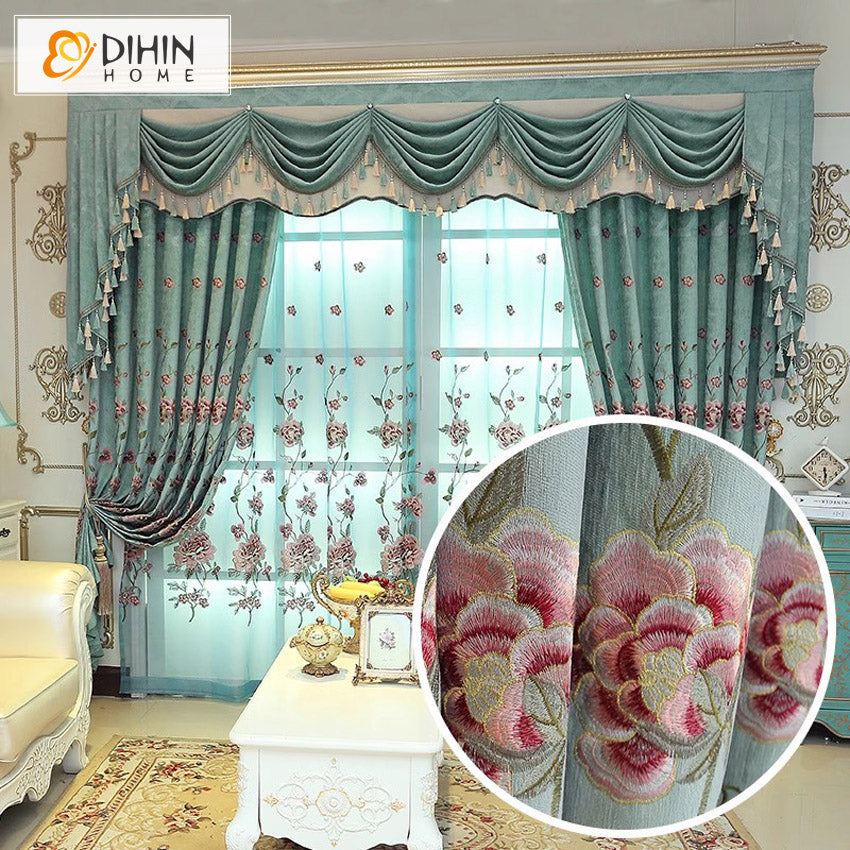 DIHIN HOME European Foral Emboridered,Blackout Curtains Grommet Window Curtain for Living Room ,52x84-inch,1 Panel Roman Shades Curtains Window Blinds custom curtains blackout curtains curtains for living room sheer curtains curtain fabric linen curtains kitchen curtains velvet curtains pinch pleat curtains bay window curtains outdoor curtains pleated curtains floral curtains dining room curtains kitchen valances drapes for bedroom patio curtains nursery curtains grommet curtains